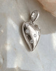 Puffy Heart Charm in Solid 14K Gold with Diamonds - Camille Jewelry