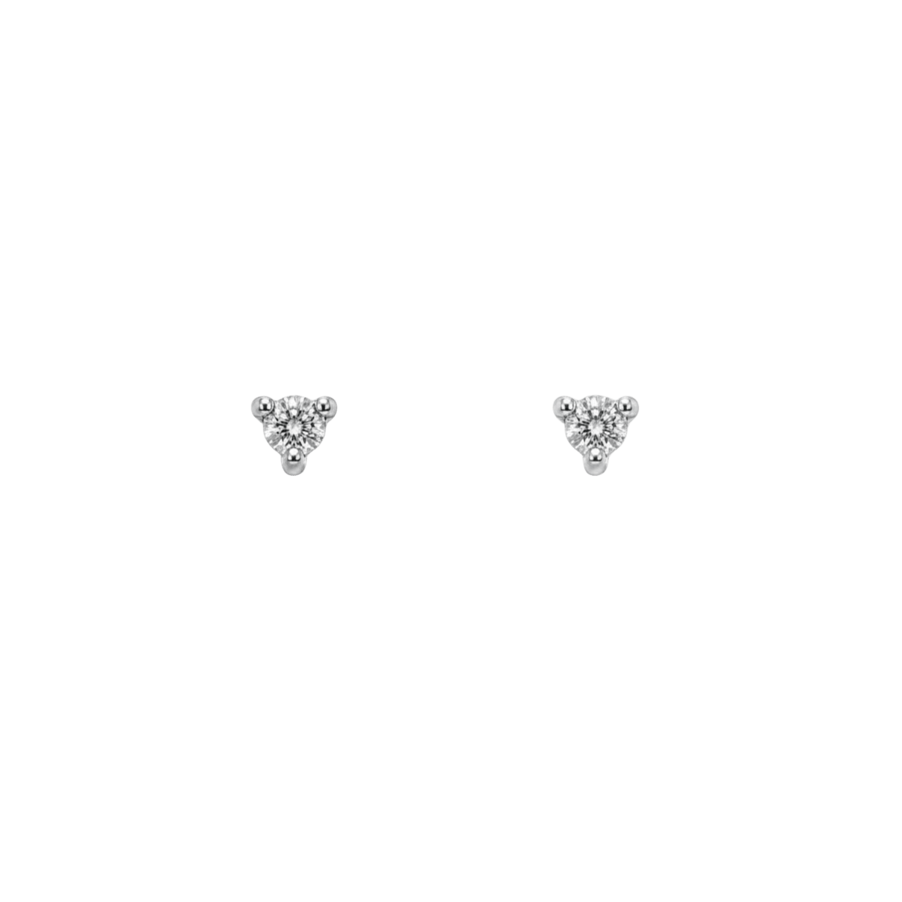 Round Tiny Diamond Earrings in Dainty 14K Gold Micro Studs - Camille Jewelry