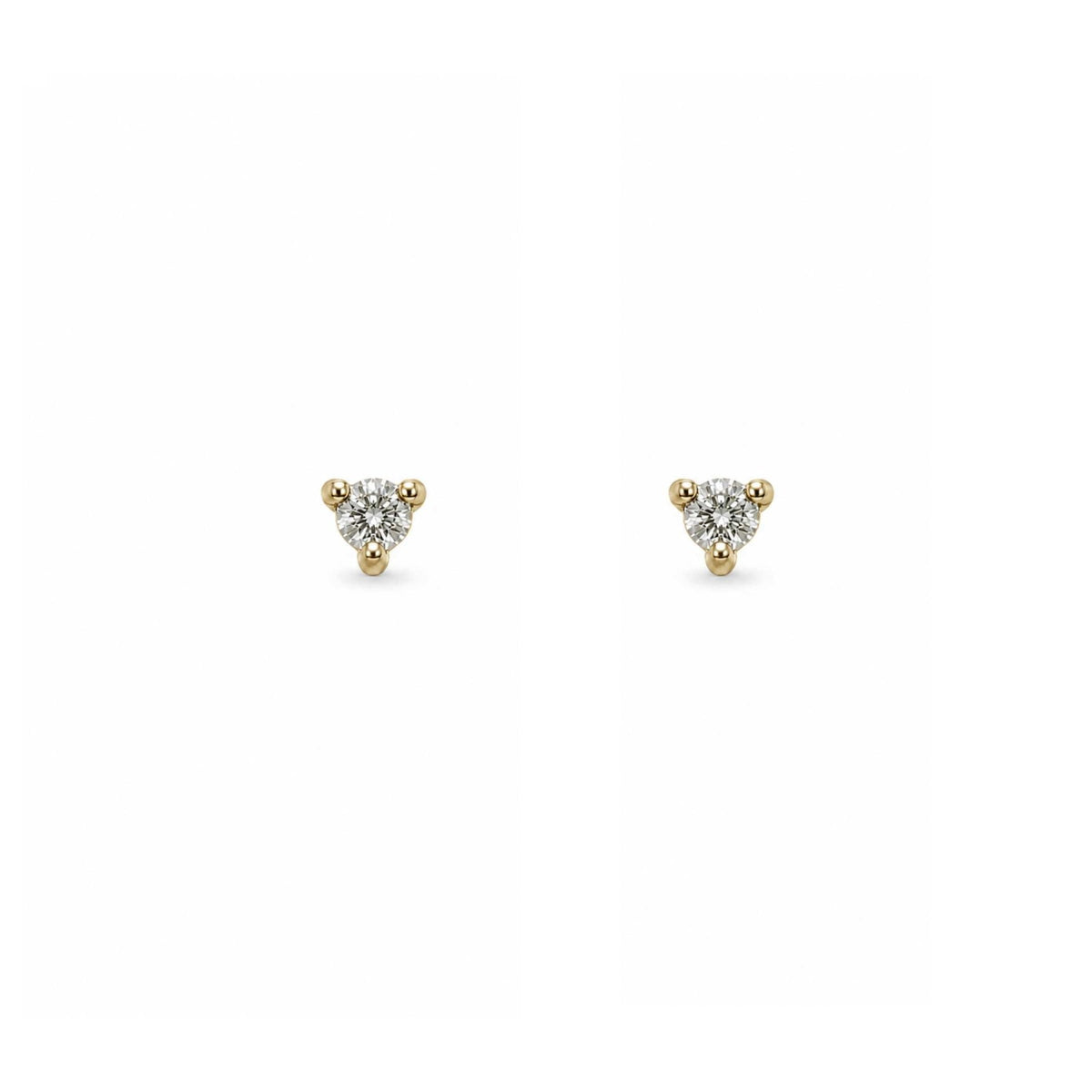 Round Tiny Diamond Earrings in Dainty 14K Gold Micro Studs - Camille Jewelry