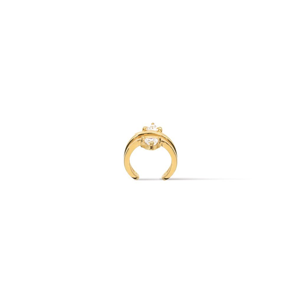 Gold vermeil Double Trillion Ear Cuff on a white background – Semi-Fine Jewelry - Camille Jewelry