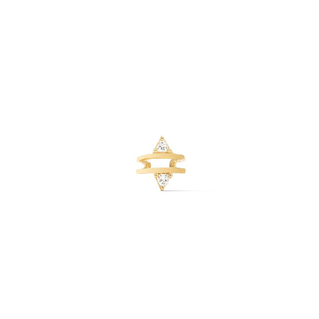 Gold Vermeil Double Trillion Ear Cuff on a white background– Semi-Fine Jewelry - Camille Jewelry