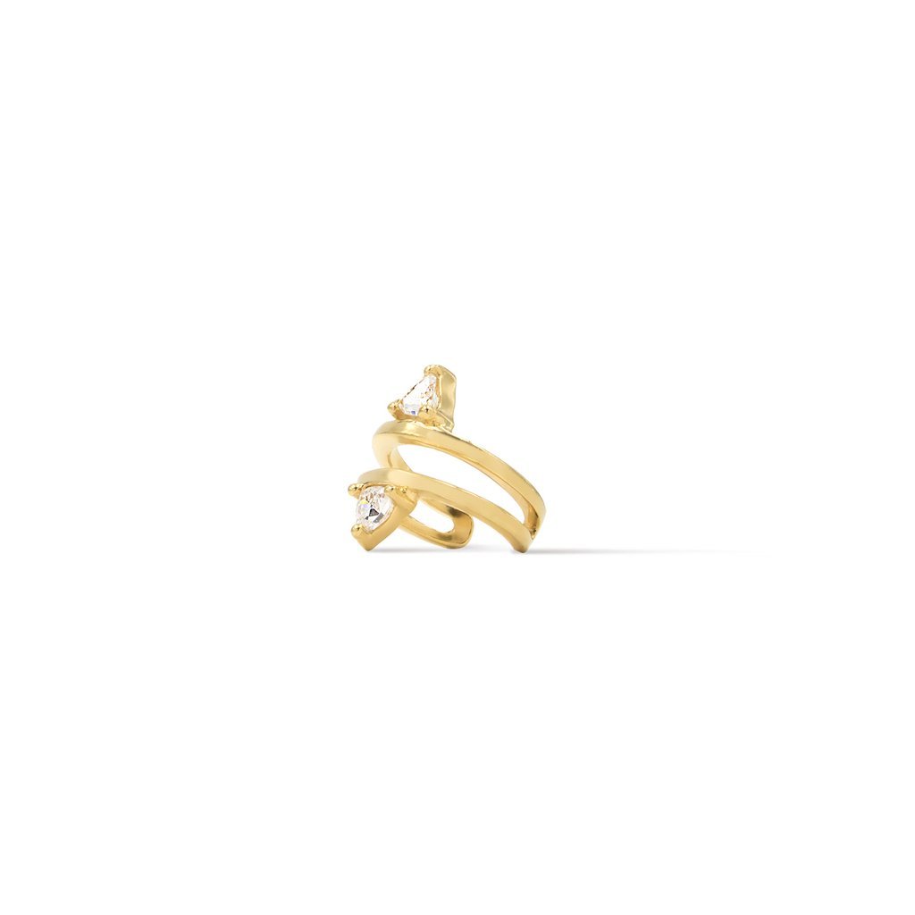 Gold Vermeil Double Trillion Ear Cuff on a white background– Semi-Fine Jewelry - Camille Jewelry