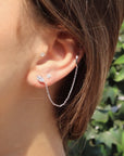 Silver Stud & Cuff Earrings on model  - Camille Jewelry