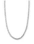 Modern tennis necklace in gold plated sterling silver with cubic zirconia on a white background by Camille Jewelry