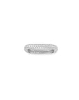 Skinny Silver Pave Square Band Ring On white background- Camille Jewelry