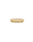Skinny square ring in gold plated sterling silver with pavé cubic zirconia on a white background by Camille Jewelry