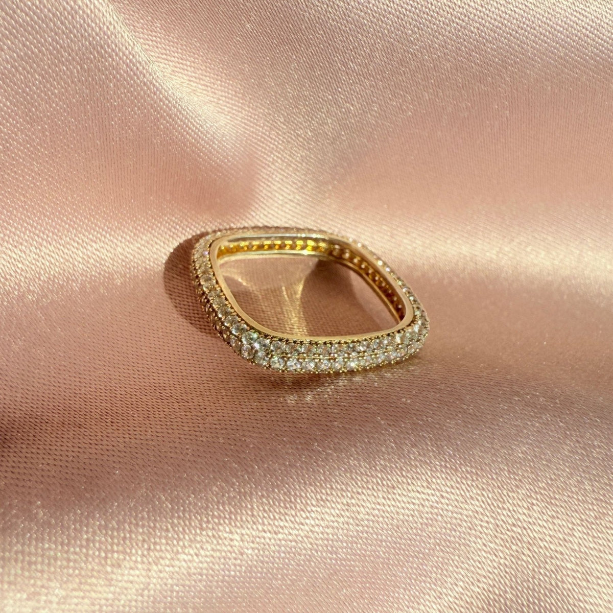 Skinny Square Ring in Gold Plated Sterling Silver - Camille Jewelry