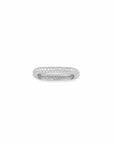 Skinny square ring in sterling silver with pavé cubic zirconia on a white background by Camille Jewelry