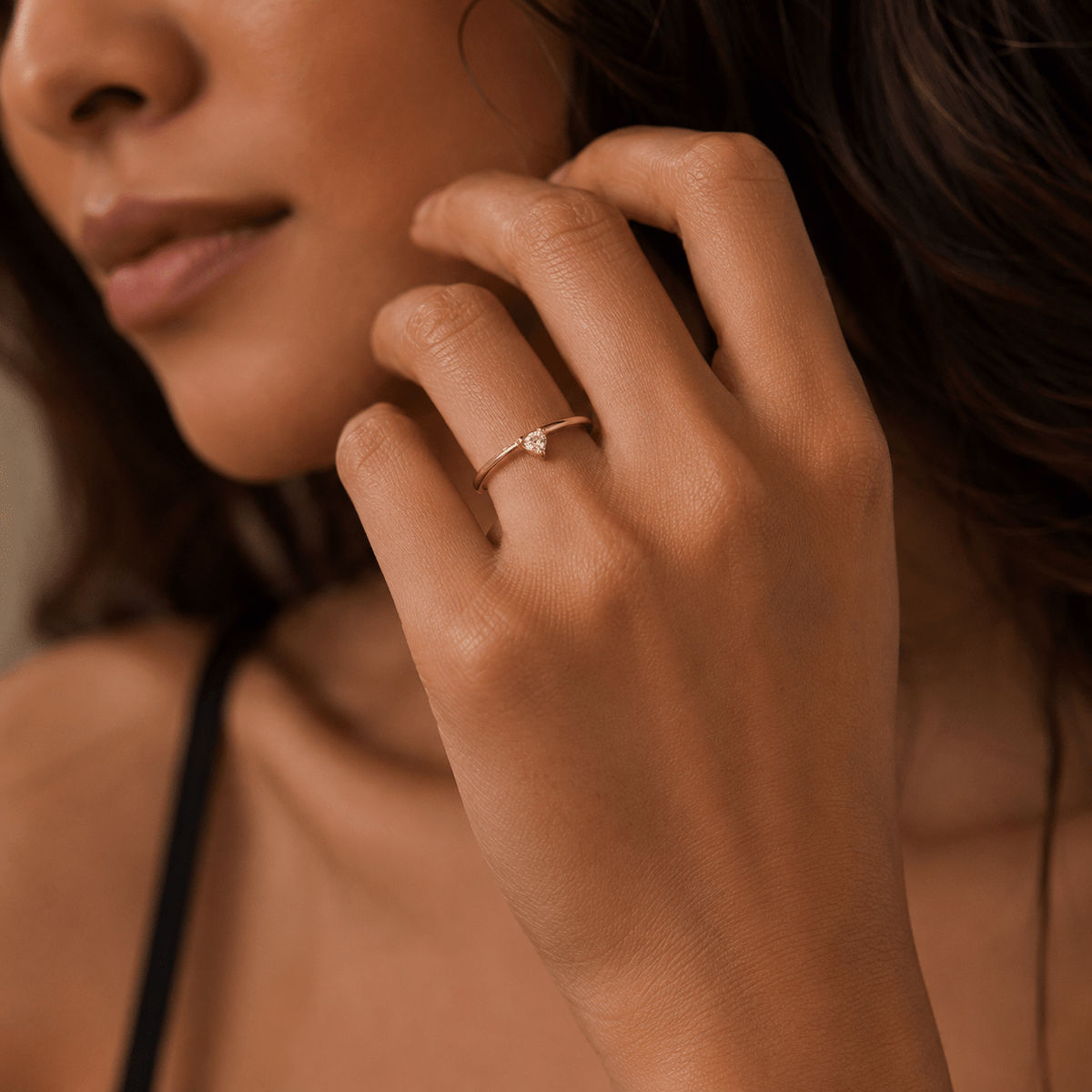 Skinny Trillion Ring in 18K Gold Vermeil - Camille Jewelry