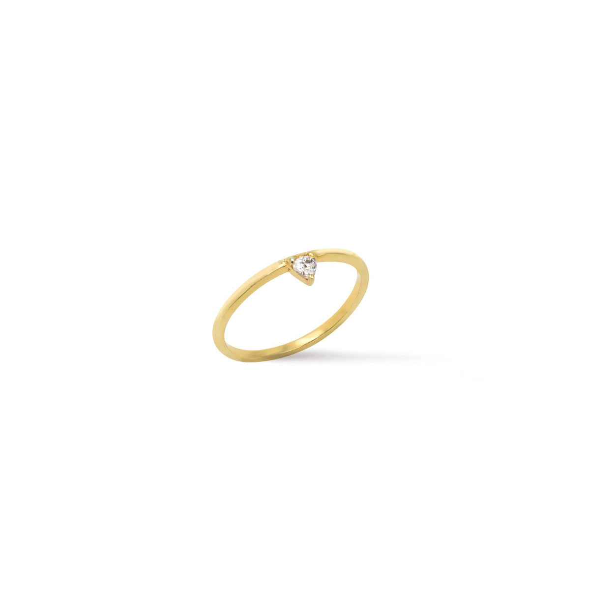 Skinny Trillion Ring Dainty Women’s Jewelry in Gold Vermeil on a white background- Camille Jewelry