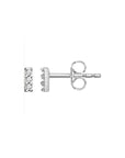 14K white gold Small Pave Diamond Bar Stud Earrings on a white background Camille Jewelry