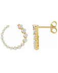 Diamond Hoop Earrings -14K yellow Gold Lab-Grown Fine Jewelry on a white background- Camille Jewelry