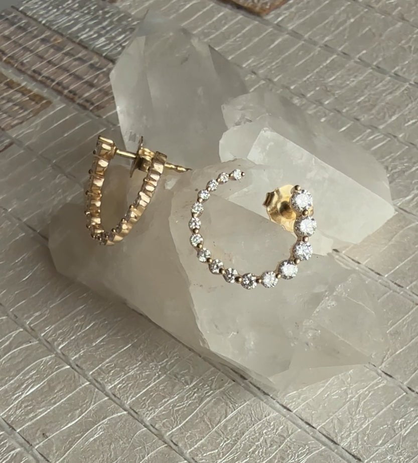 Small In and Out Diamond Hoop Earrings - Camille Jewelry