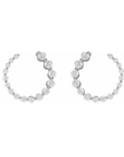 14k white gold lab created small diamond hoop earrings on a white background by Camille Jewelry