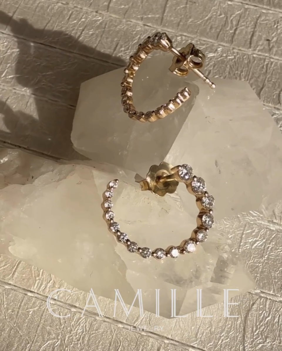 Lab - Grown Diamond Hoop Earrings – 14K Solid Gold, 7/8 CTW, Sustainable Fine Jewelry - Camille Jewelry