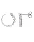 Diamond Hoop Earrings -14K white Gold Lab-Grown Fine Jewelry on a white background- Camille Jewelry