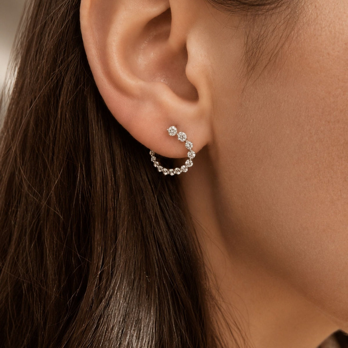 Small In and Out Diamond Hoop Earrings - Camille Jewelry