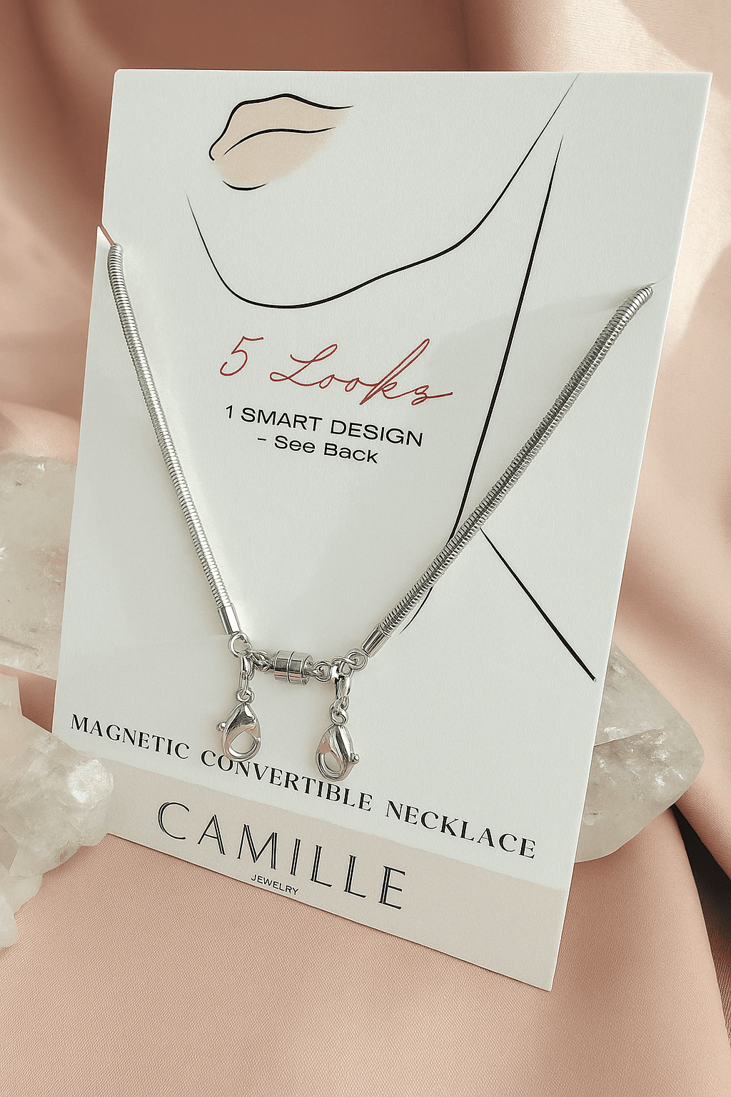 Snake Chain Necklace with Eyeglass Chain Connectors - Camille Jewelry