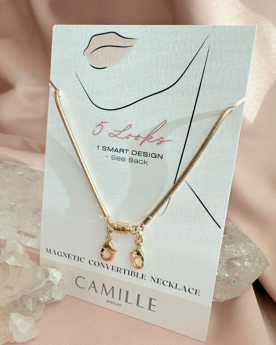 Snake Chain Necklace with Eyeglass Chain Connectors - Camille Jewelry