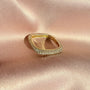 Square Ring – Gold - Plated Sterling Silver with Pavé Sparkle - Camille Jewelry