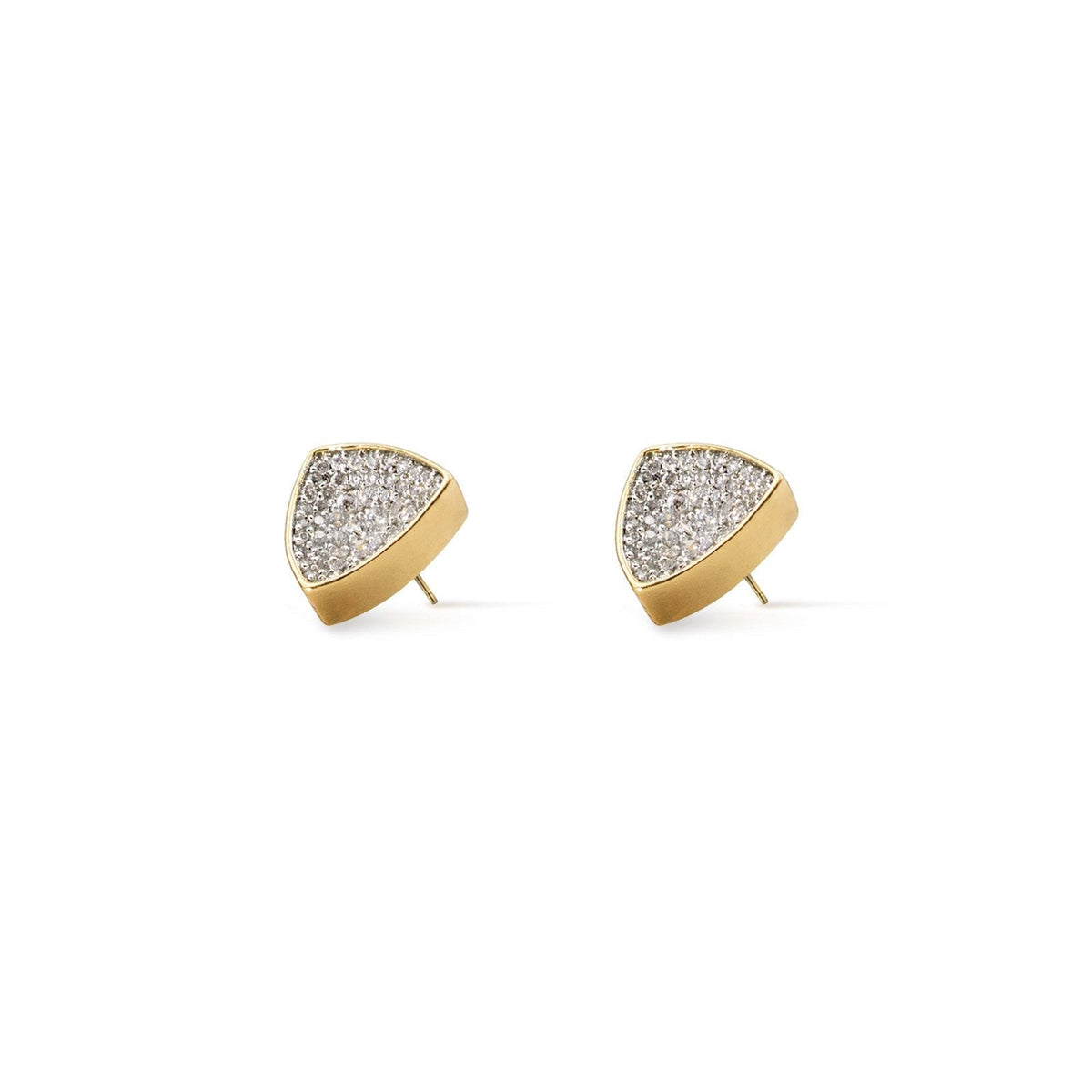 Gold Trillion Stud Earrings Concave 