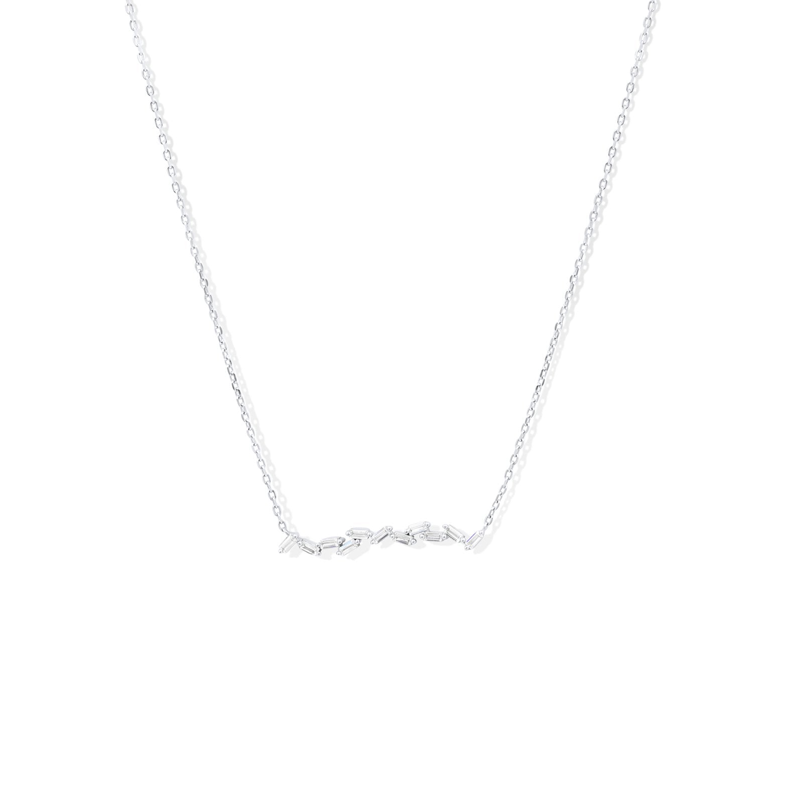 Sterling Silver - Baguette Bar Necklace - Camille Jewelry