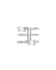 Sterling Silver  Baguette Layered Ring On White Background - Camille Jewelry