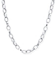 Sterling Silver Braided Texture Oval Link Necklace on a white background - Camille Jewelry