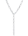Sterling Silver Braided Texture Oval Link Necklace on a white backgrouond - Camille Jewelry