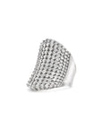 Silver Simulated Diamond Cocktail Ring on a white background– Luxury Statement Jewelry - Camille Jewelry