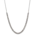 Sterling Silver Pave Curb Link Chain Necklace as a long style on a white background–Camille Jewelry