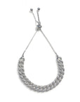Sterling Silver Curb Pave Chain Link Bracelet on a white background- Camille Jewelry
