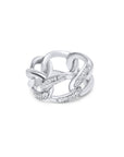 Sterling Silver Wide Large Pave Ring On White Background - Camille Jewelry