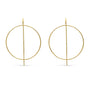 Threader hoop earrings in 14K gold filled with a pull through chain on a white background by Camille Jewelry