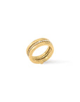 Convertible Pavé Gold-Plated Insert ring Band on a white background – Stackable Classic - Camille Jewelry