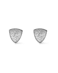 Trillion Silver Stud Earrings on a white background – Concave Pavé Sparkle - Camille Jewelry