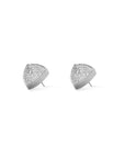 Silver Stud Trillion Earrings Concave Pavé Sparkle on a white background- Camille Jewelry