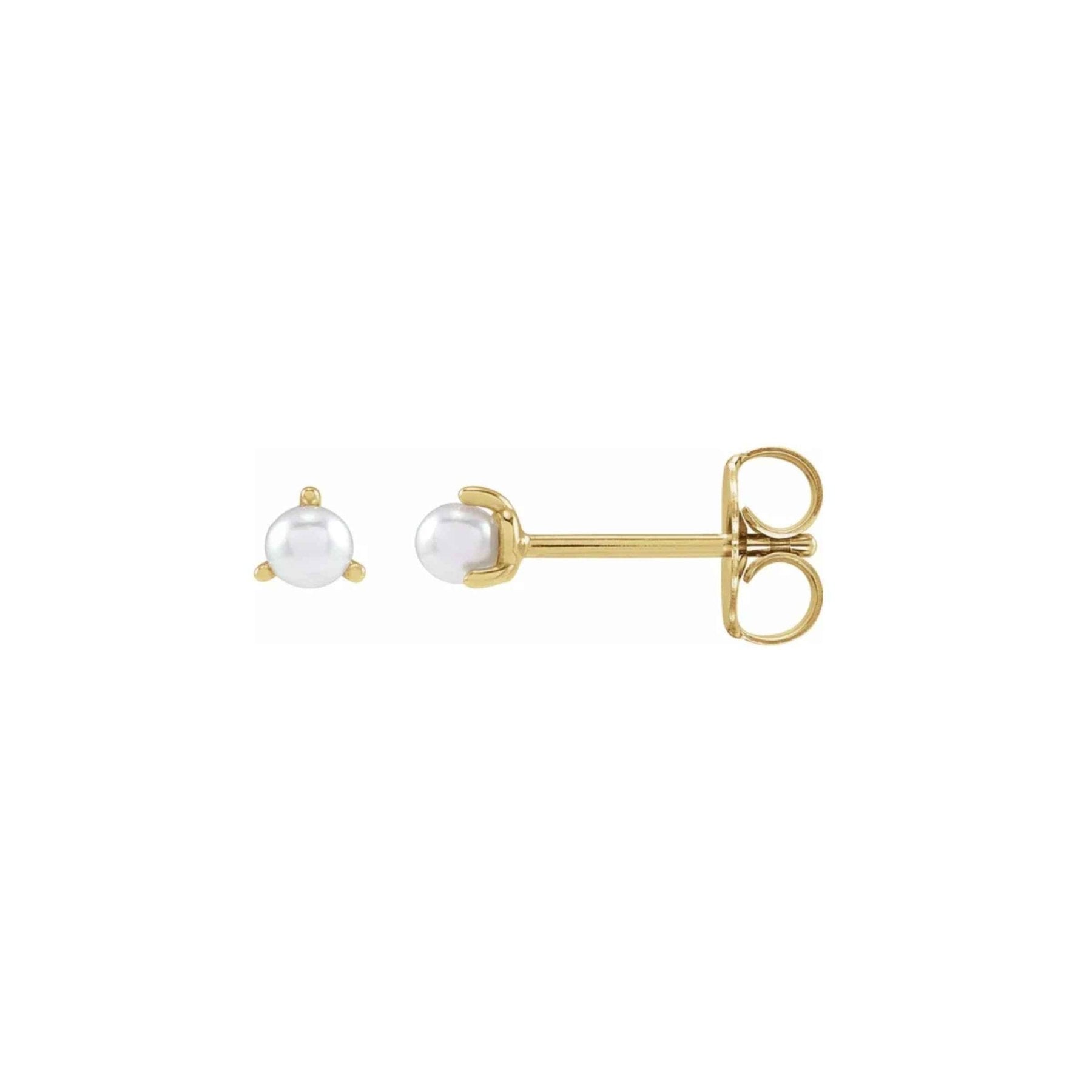 Tiny Pearl Stud Earrings in Solid 14K Gold - Camille Jewelry