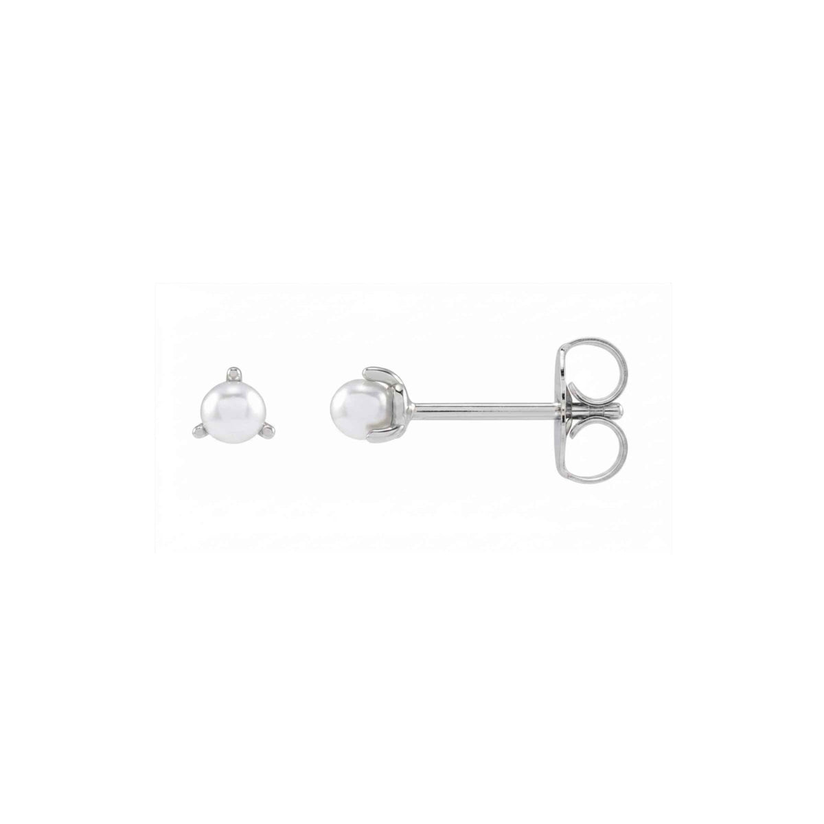 Tiny Pearl Stud Earrings in Solid 14K Gold - Camille Jewelry