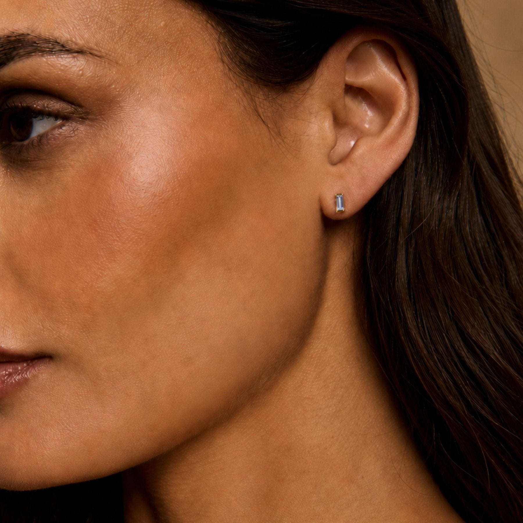 Tiny Stud Earrings in Natural Gemstone and 14K Gold - Camille Jewelry