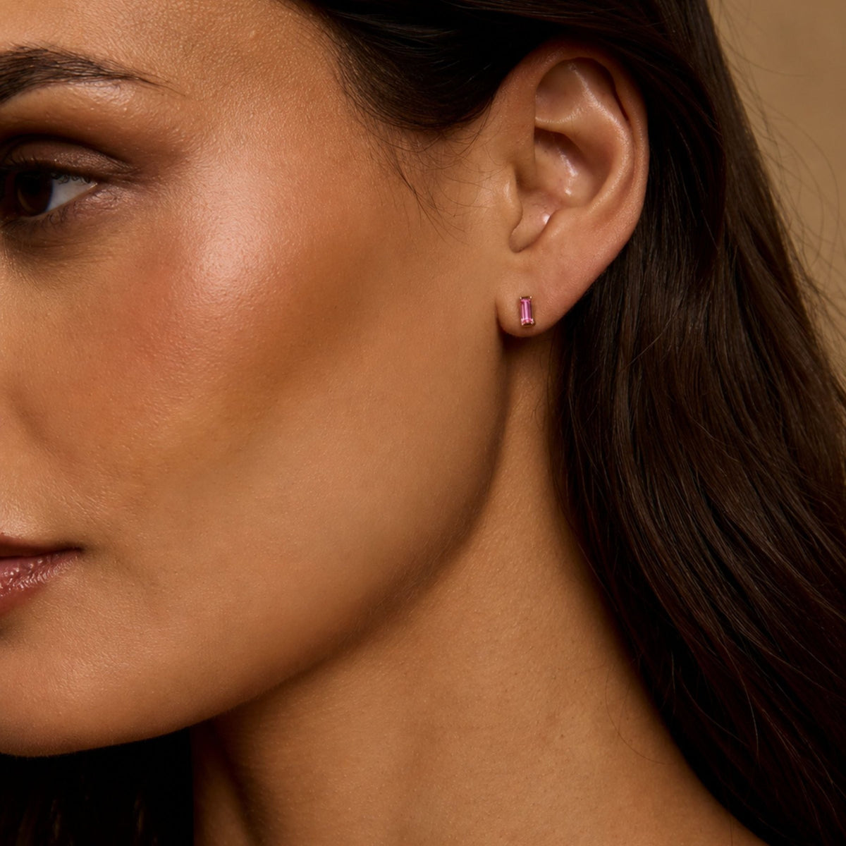 Tiny Stud Earrings in Natural Gemstone and 14K Gold - Camille Jewelry