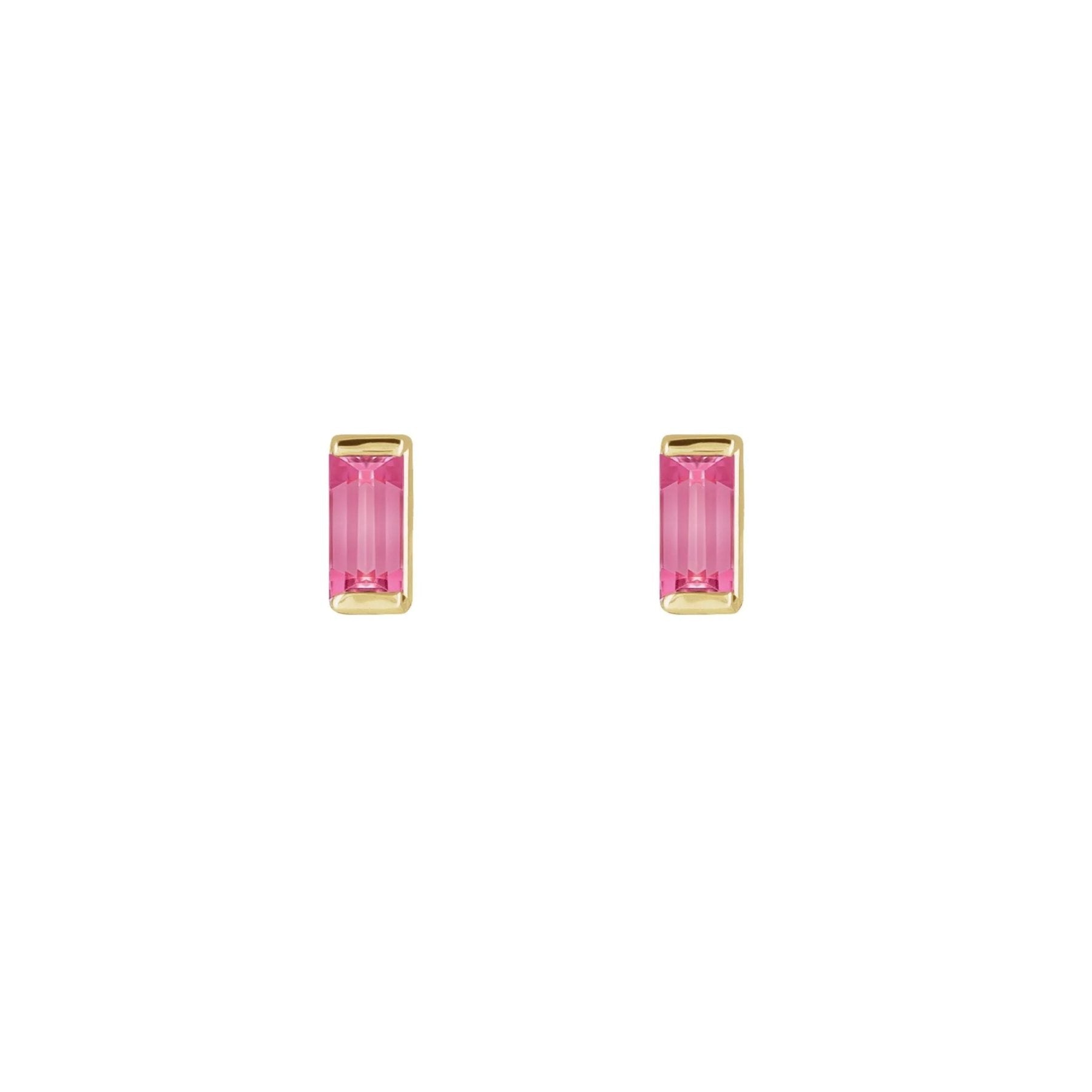 Tiny Stud Earrings in Natural Gemstone and 14K Gold - Camille Jewelry