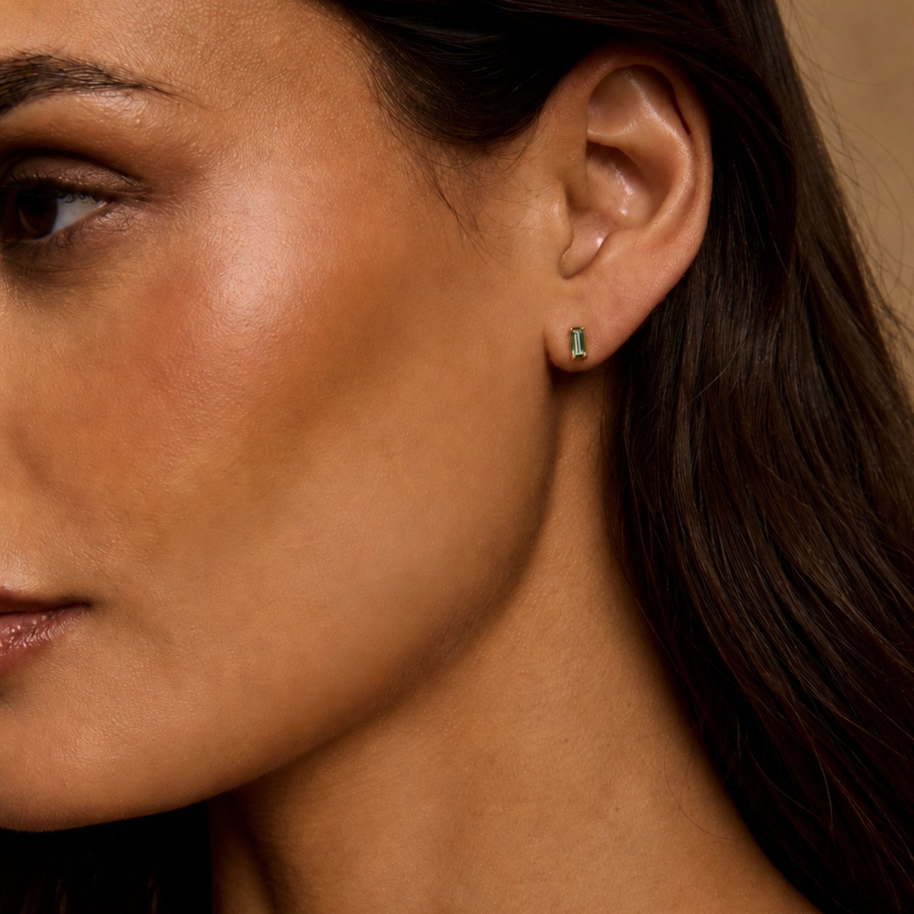Tiny Stud Earrings in Natural Gemstone and 14K Gold - Camille Jewelry