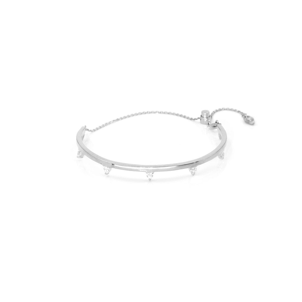 Trillion Cuff Bracelet – Edgy Bangle in Sterling silver on a white background - Camille Jewelry