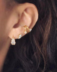 Sterling silver Double Trillion Ear Cuff on models ear– Semi-Fine Jewelry - Camille Jewelry