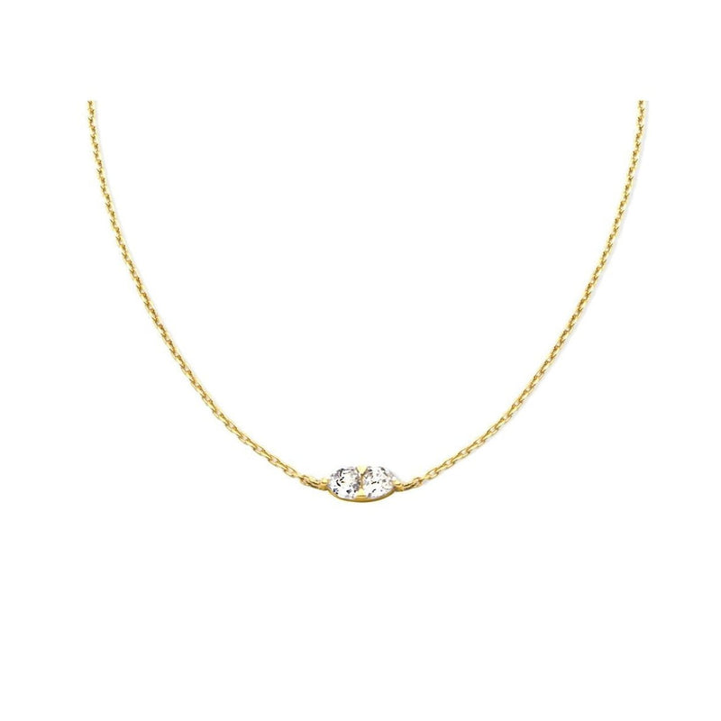 Trillion solitaire necklace in 18K gold vermeil, a jewelry gift under $100 by Camille Jewelry