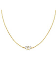 Double Trillion Solitaire Necklace | Gold Vermeil Semi-Fine Jewelry on a white background- Camille Jewelry