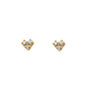 Small Diamond Stud Earrings – 14K Yellow Gold Mini Trio Diamond on a white background by Camille Jewelry