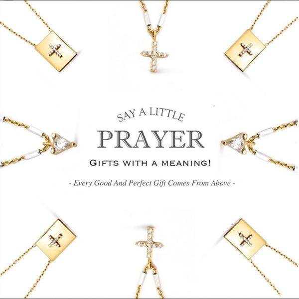 Gold Plated Sterling Silver Trillion Necklace  On Say A Little Prayer Necklace- Camille Jewelry