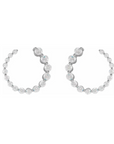 14k white gold lab created small diamond hoop earrings on a white background by Camille Jewelry